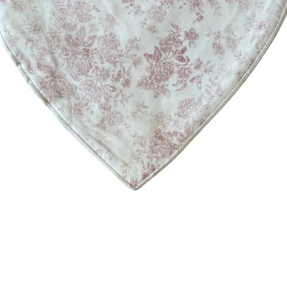 Love & Lace Heart Shaped Valentine Placemats 4pc 15in Cotton Pink Floral NEW